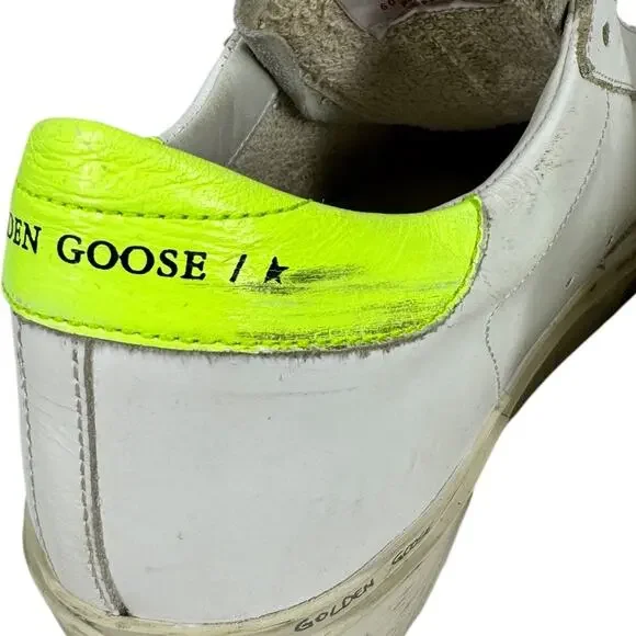 Golden Goose GGDB Hi Star Sneakers 37 7 Zebra Glitter Star Platform Distressed - Picture 9 of 14